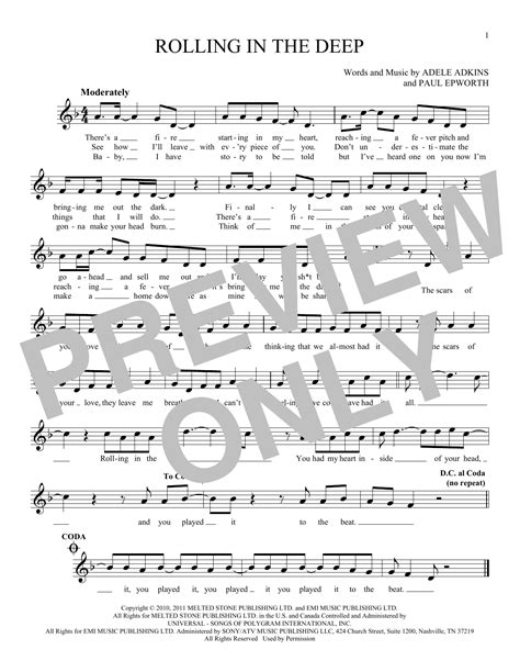 Adele "Rolling In The Deep" Sheet Music & Chords | Download 8-Page ...