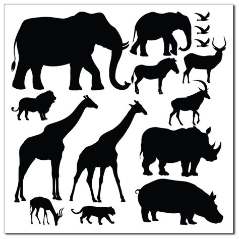 Safari Silhouette Pack Wall Sticker Animals Cute Creatures - Etsy