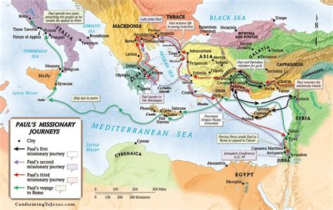 Map of Apostle Paul's Missionary Journeys - Dayton-has-Hoover