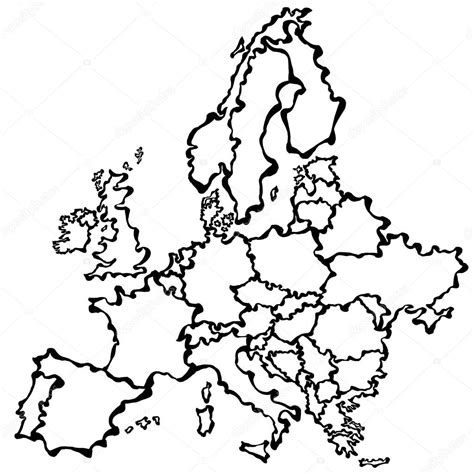 Vector drawing map of Europe. Stock Vector by ©lalan33 64357239