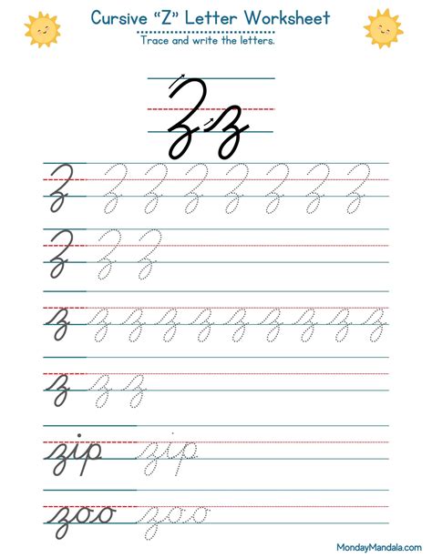 10 Cursive Z Worksheets (Free Letter Writing Printables)