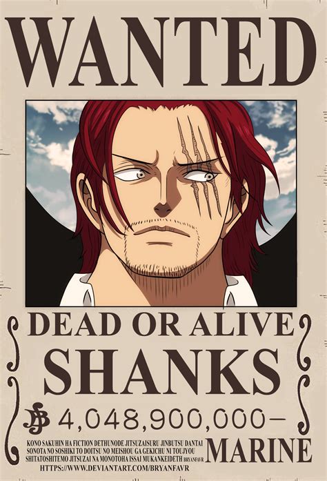 Shanks bounty (One Piece Ch. 957) by bryanfavr on DeviantArt One Piece ...