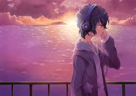 Sunset Beats Anime HD Wallpaper