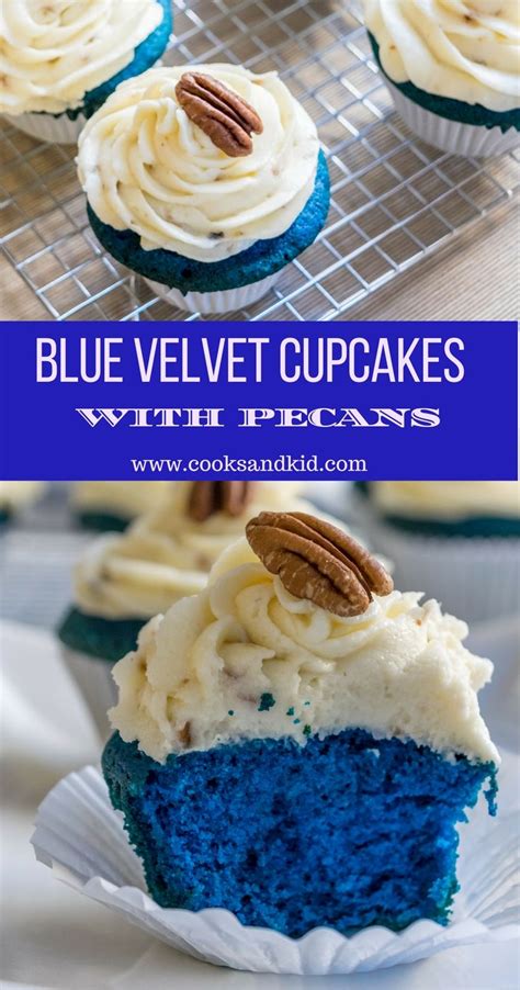 Blue Velvet Cupcakes with Pecans
