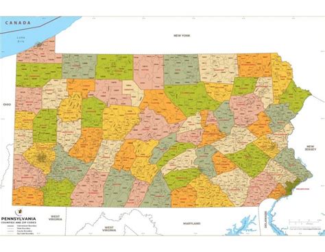 Buy Pennsylvania Zip Code Map With Counties online