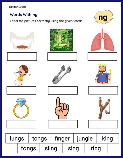 Digraph NG Worksheets for Kids Online - SplashLearn