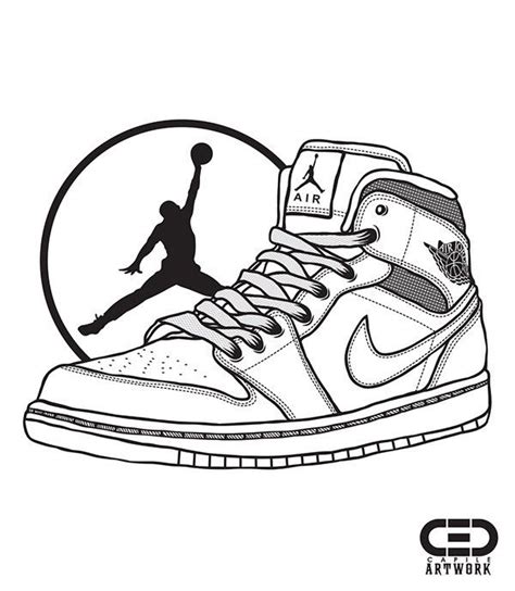 a drawing of a shoe with the air jordan logo on it