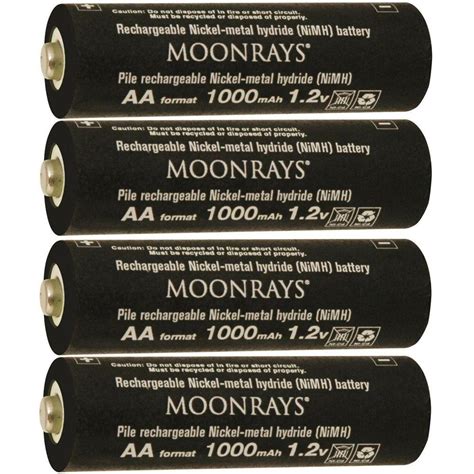 Moonrays Rechargeable 1,000mAh NiMh AA Batteries for Solar Powered ...