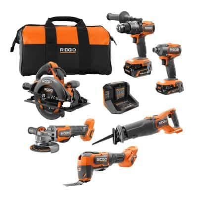 Ridgid 18v brushless cordless 6 tool combo kit with 4 0 ah and 2 0 ah max output batteries and ...