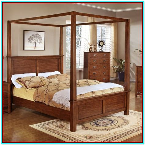 King Size Canopy Bed Frame Wood - Bedroom : Home Decorating Ideas #0OkPa0JqaW