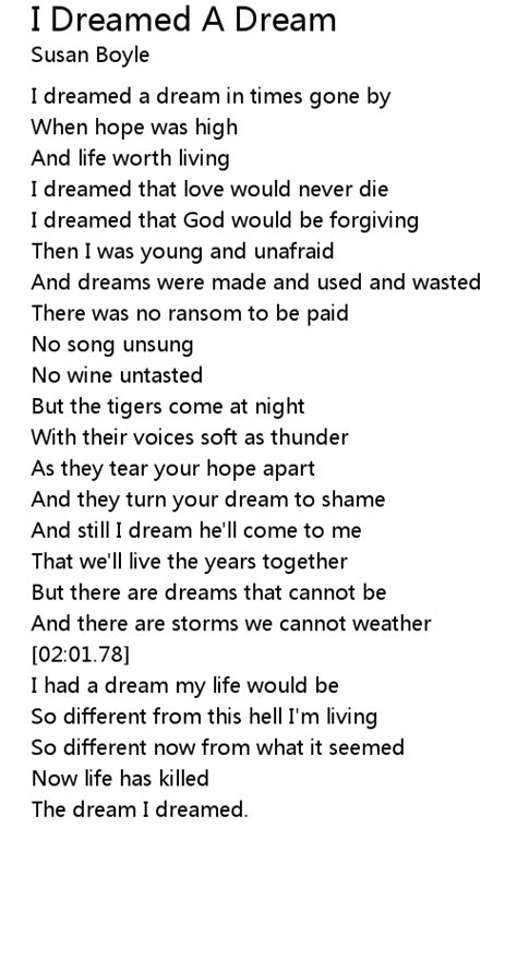 I Dreamed A Dream Lyrics - Follow Lyrics