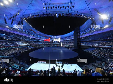 Beijing, China. 04th Feb, 2022. The Olympic Flag is raised at the ...