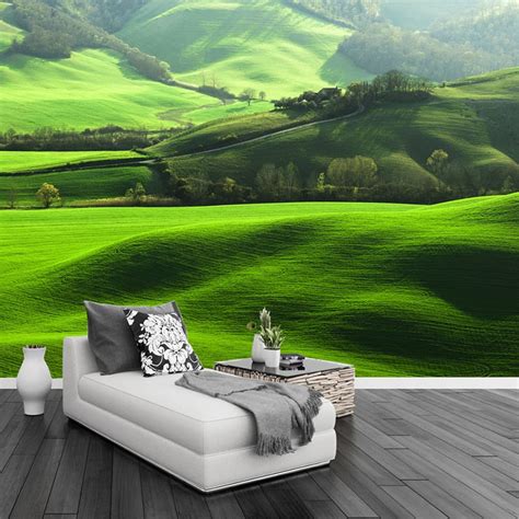 Custom Wallpaper Mural Lawn Mountain Natural Scenery Photo | BVM Home