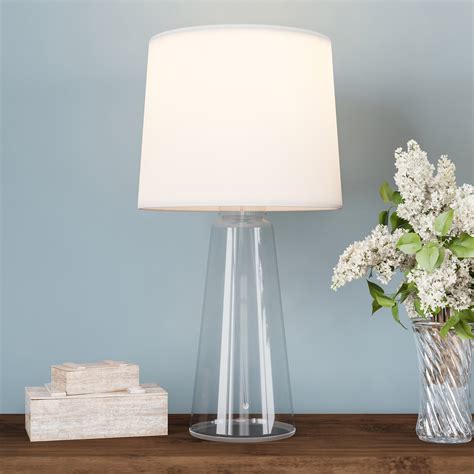 Clear Glass Lamp-Open Base Table Light with LED Bulb and Shade-Modern Decorative Lighting for ...