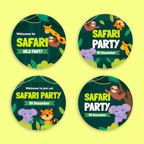 Premium Vector | Hand drawn safari party labels template