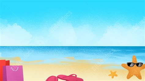 Blue Summer Beach Poster Seaside Coconut Tree Shell Powerpoint ...