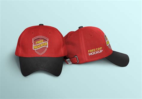 Front View of Two Realistic Caps Mockup Free Download | Resource Boy