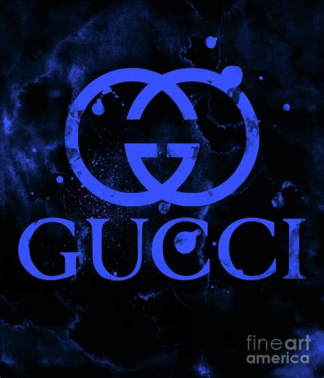 Gucci Logo Dark Blue 3 Digital Art by Del Art