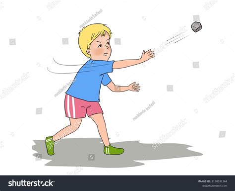 niño tirando piedras. asignatura de ciencia,: ilustración de stock 2130031364 | Shutterstock