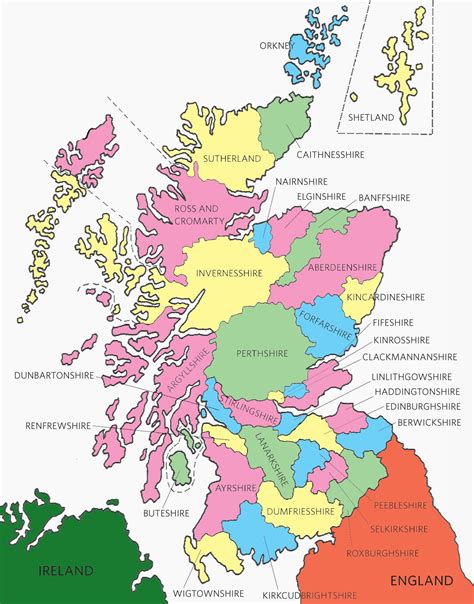 Scottish Counties Map for Genealogy Research