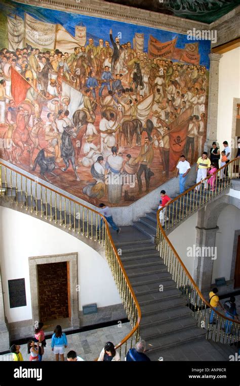 Mural and staircase in the Chapultepec Castle in Mexico City Mexico Stock Photo - Alamy