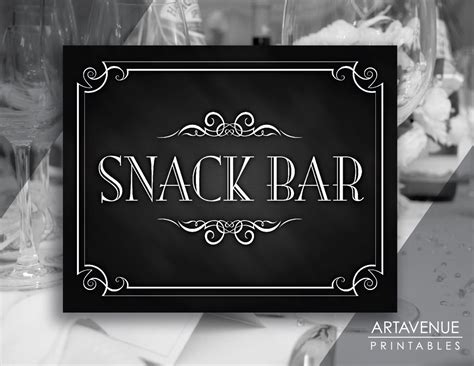 Printable Party Sign Art Vintage Party snack Bar | Etsy