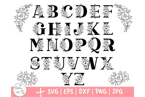 Floral Alphabet SVG Bundle, Botanical alphabet svg, Floral (673088) | Cut Files | Design Bundles