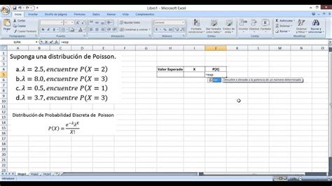 Distribución de Poisson utilizando Excel Ejercicio 1 - YouTube