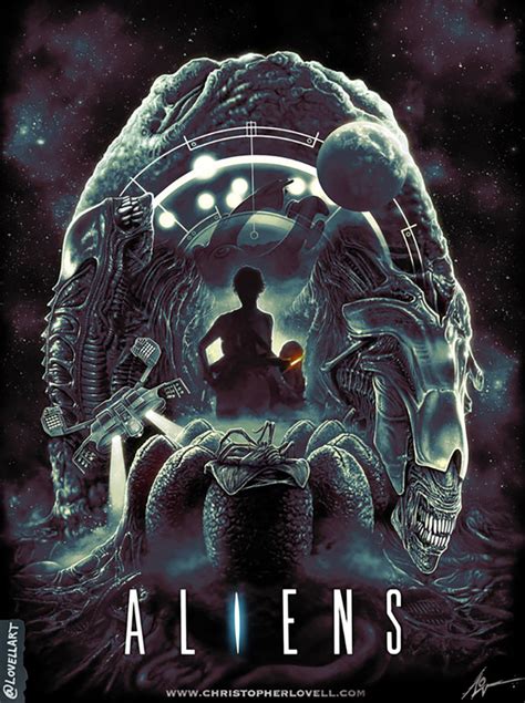 Aliens by Christopher Lovell - Home of the Alternative Movie Poster -AMP-