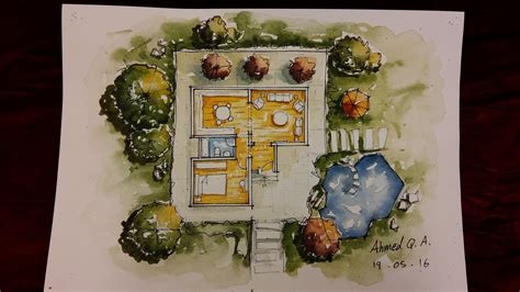 It is a quick practice to use watercolour technique for rendering a Ground Floor P… | Rendered ...