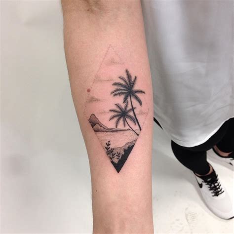 Tropical island scenery tattoo - Tattoogrid.net