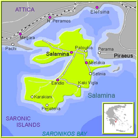 Salamina map GREECE - Detailed map of Salamina island | Salamina, Greece islands, Greece