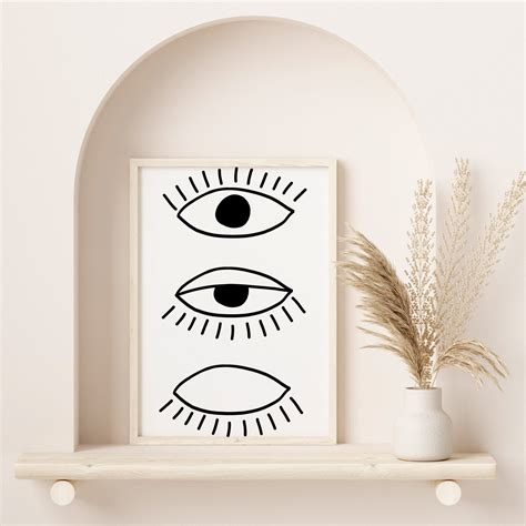 Line Drawing Eye Art Print Black and White Print Boho Evil - Etsy