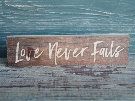 Love Never Fails Candy Bar Sign - Made in the USA Small Wood Sign - California Seashell co