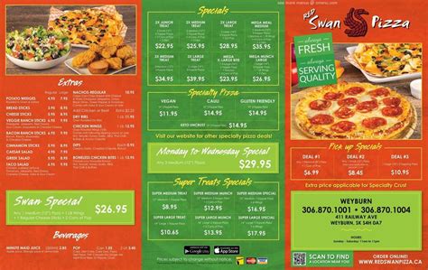 Menu at Red Swan Pizza Weyburn pizzeria, Weyburn