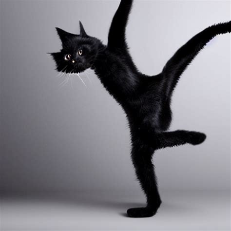 prompthunt: a photorealistic cute black cat dancing vogue dance