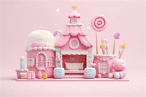 Premium Photo | Pink princess house with a pink dollhouse