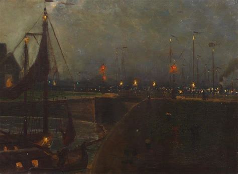 Harbor at Night Painting | Henrikus Matheus Horrix Oil Paintings