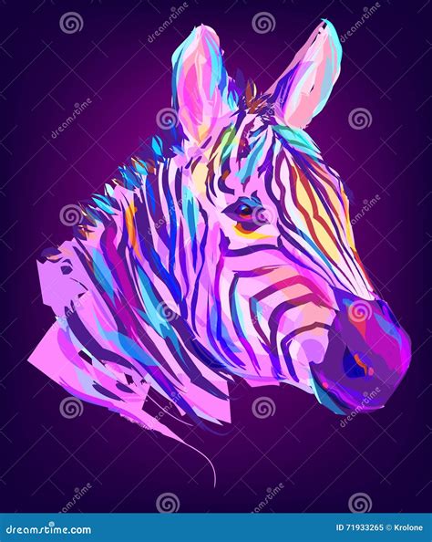 The Cute Colored Zebra Head Stock Vector - Illustration of nature, mammal: 71933265