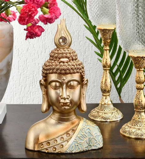 Buy Buddha Green & Gold Polyresin Buddha Idol at 20% OFF by @home | Pepperfry