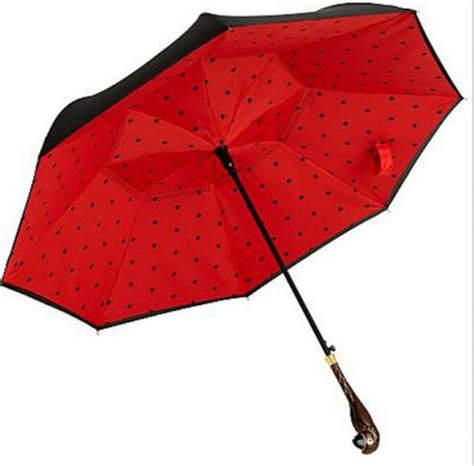 Disney Mary Poppins Returns Parrot Head Umbrella Limited Edition ~ Black/Red Polka Dots ...