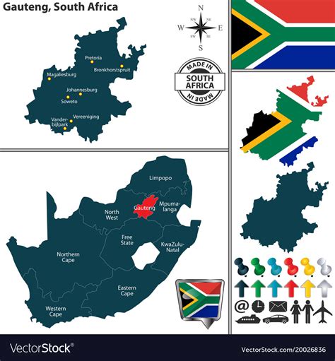 Map of gauteng south africa Royalty Free Vector Image