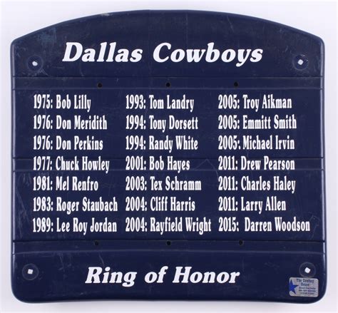 "Dallas Cowboys Ring Of Honor" Authentic Texas Stadium Game-Used Seat ...