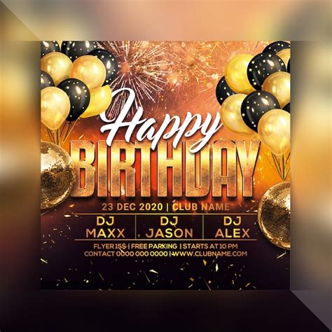 Premium PSD | Happy birthday party flyer template