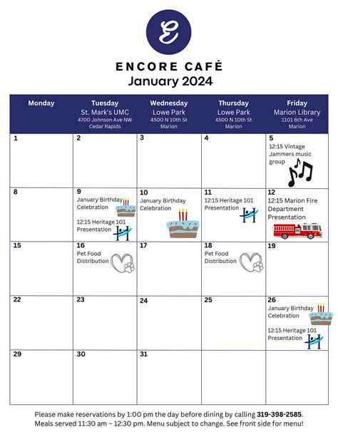 Encore Café Menu — Heritage Area Agency on Aging