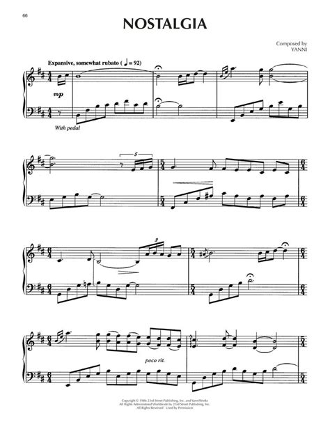 Yanni Nostalgia Sheet Music Notes, Chords in 2023 | Sheet music notes ...