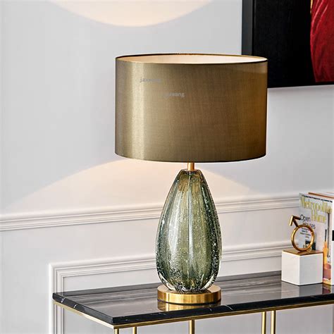 Modern Home Deco Dark Green Glass Table Lamps For The Bedroom Table ...