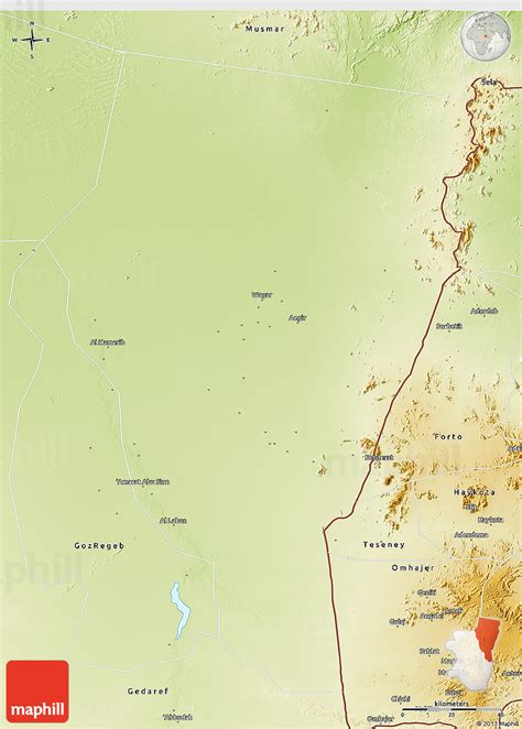 Physical 3D Map of Kassala