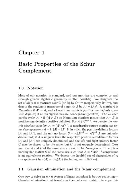 Basic Properties of Schur Complement | PDF | System Of Linear Equations | Matrix (Mathematics)