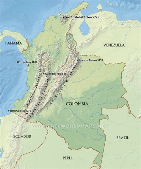 Colombia Physical Map